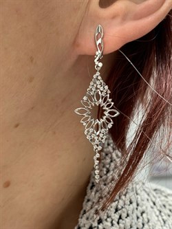 *Серьги Белый Бр цв Белое арт 2-107-457-415 вес 6,44 г - фото 187608