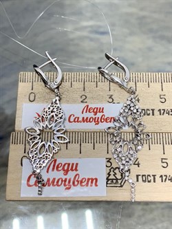 *Серьги Белый Бр цв Белое арт 2-107-457-415 вес 6,44 г - фото 187611