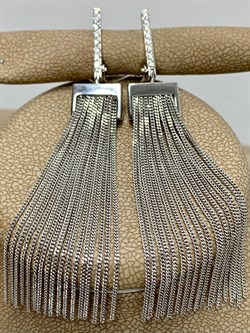 *Серьги Белый Бр цв Белое арт 2-107-262-738 вес 8,46 г - фото 187682