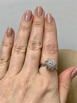 *Кольцо р.18 Белый Бр цв Белое Одуванчик арт. 1-107-071-284 (вес 4,64 г) - фото 187697