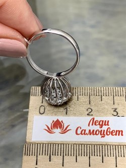 *Кольцо р.18 Белый Бр цв Белое Одуванчик арт. 1-107-071-284 (вес 4,64 г) - фото 187698
