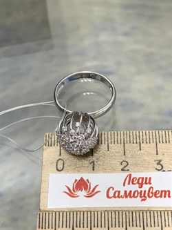 *Кольцо р.18 Белый Бр цв Белое Одуванчик арт. 1-107-071-284 (вес 4,64 г) - фото 187699