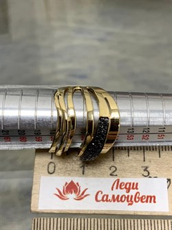 *Кольцо р.18,5 Черный Бр цв Лимонное арт 1-106-914/1-663 вес 5,92 г - фото 188068