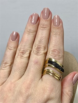 *Кольцо р.18,5 Черный Бр цв Лимонное арт 1-106-914/1-663 вес 5,92 г - фото 188073