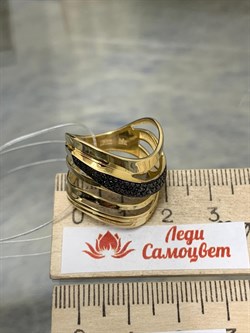 *Кольцо р.18,5 Черный Бр цв Лимонное арт 1-106-914/1-663 вес 5,92 г - фото 188075