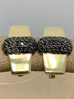 *Серьги Черный Бр цв Лимонное арт 2-107-435-48-539 (вес 3,54 г) - фото 188079