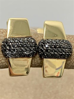 *Серьги Черный Бр цв Лимонное арт 2-107-435-48-539 (вес 3,54 г) - фото 188080