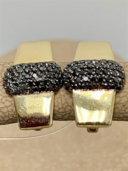 *Серьги Черный Бр цв Лимонное арт 2-107-435-48-539 (вес 3,54 г) - фото 188082