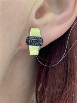 *Серьги Черный Бр цв Лимонное арт 2-107-435-48-539 (вес 3,54 г) - фото 188083