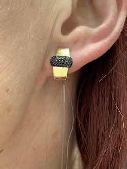 *Серьги Черный Бр цв Лимонное арт 2-107-435-48-539 (вес 3,54 г) - фото 188084