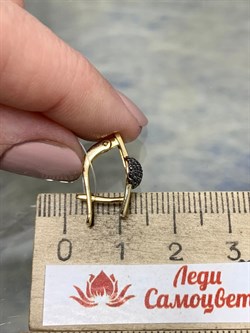 *Серьги Черный Бр цв Лимонное арт 2-107-435-48-539 (вес 3,54 г) - фото 188085