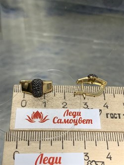 *Серьги Черный Бр цв Лимонное арт 2-107-435-48-539 (вес 3,54 г) - фото 188086