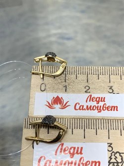 *Серьги Черный Бр цв Лимонное арт 2-107-435-48-539 (вес 3,54 г) - фото 188087