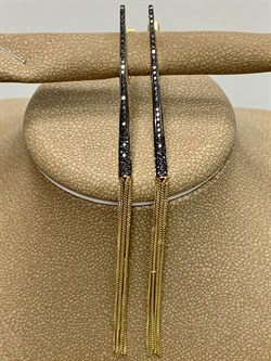 *Серьги Черный Бр цв Лимонное арт. 2-107-463-48-858 вес 4,47 г - фото 188111