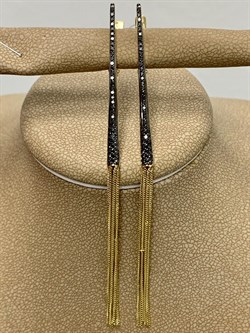 *Серьги Черный Бр цв Лимонное арт. 2-107-463-48-858 вес 4,47 г - фото 188112