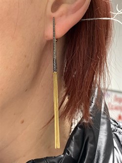 *Серьги Черный Бр цв Лимонное арт. 2-107-463-48-858 вес 4,47 г - фото 188113