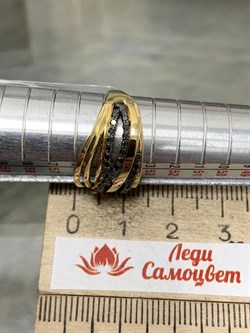 *Кольцо р.17,5 Черный Бр цв Лимонное арт 1-107-286-48-715 (вес 3 г) - фото 188119