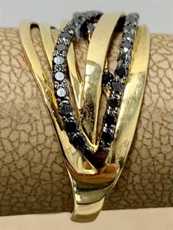 *Кольцо р.17,5 Черный Бр цв Лимонное арт 1-107-286-48-715 (вес 3 г) - фото 188122