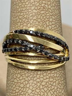 *Кольцо р.17,5 Черный Бр цв Лимонное арт 1-107-286-48-715 (вес 3 г) - фото 188123