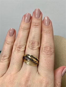 *Кольцо р.17,5 Черный Бр цв Лимонное арт 1-107-286-48-715 (вес 3 г) - фото 188124