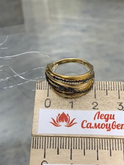 *Кольцо р.17,5 Черный Бр цв Лимонное арт 1-107-286-48-715 (вес 3 г) - фото 188126