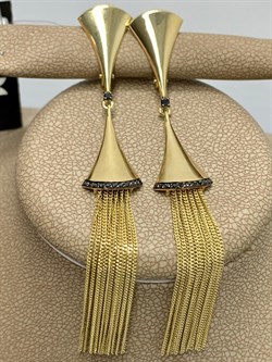 *Серьги Песочные Часы Черный Бр цв Лимонное арт. 2-107-706-48-712 (вес 7,87 г) - фото 188141