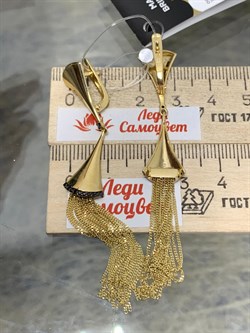 *Серьги Песочные Часы Черный Бр цв Лимонное арт. 2-107-706-48-712 (вес 7,87 г) - фото 188145