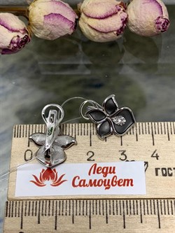 *Серьги Лотос Белый Бр арт. 02-2882/000Б-17-827 вес 3,92 г - фото 188246