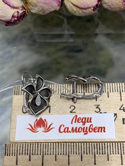 *Серьги Лотос Белый Бр арт. 02-2882/000Б-17-827 вес 3,92 г - фото 188247