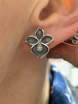 *Серьги Лотос Белый Бр арт. 02-2882/000Б-17-827 вес 3,92 г - фото 188251