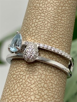 *Кольцо р.18 Голубой Топаз арт. 01-2042/00ТБ-00-880 Вес 3,38 г - фото 188306