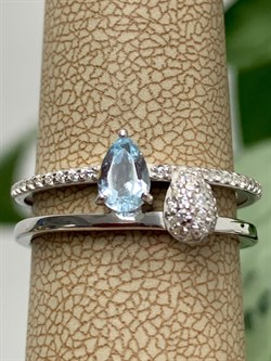 *Кольцо р.18 Голубой Топаз арт. 01-2042/00ТБ-00-880 Вес 3,38 г - фото 188308