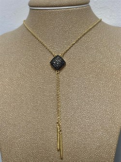 *Колье р.40-45 Черный Бр цв Лимонное арт 6-360423-00-48-926 Вес 5,16 г - фото 188343