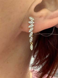 *Серьги Белый Бр цв Лимонное арт 2-308331-00-00-257 Вес 3,36 г - фото 188388