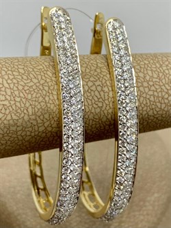 *Серьги Конго Белый Бр цв Лимонное арт 2-104-213-453 Вес 8,92 г - фото 188463