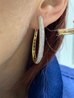 *Серьги Конго Белый Бр цв Лимонное арт 2-104-213-453 Вес 8,92 г - фото 188467