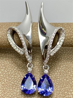 *Серьги Танзанит цв Белое арт. 2-107-368-31-791 (вес 5,4 г) - фото 188489