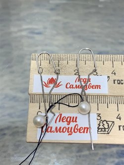 *Серьги Петли Цепочки Белый Жемчуг арт. 02-1447/00ЖБ-00-287 Вес 1,54 г - фото 188737 *Серьги Петли Цепочки Белый Жемчуг арт. 02-1447/00ЖБ-00-287 Вес 1,54 г - фото 188737
