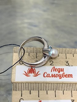 *Кольцо р.17 Микс Голубой Топаз Белый Жемчуг арт. 01-0478/0М57-00-575 Вес 4,36 г - фото 188755 *Кольцо р.17 Микс Голубой Топаз Белый Жемчуг арт. 01-0478/0М57-00-575 Вес 4,36 г - фото 188755