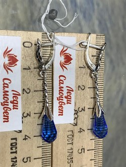 *Серьги Слеза Голубой Кварц иск арт. 0903С-4,46 вес 4,46 г - фото 189749