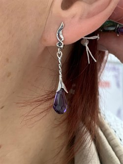 *Серьги Слеза Аметист иск арт.  0903С-4,43 вес 4,43 г - фото 189845 *Серьги Слеза Аметист иск арт.  0903С-4,43 вес 4,43 г - фото 189845