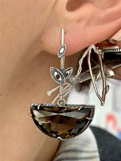 *Серьги Петли Раухтопаз Дымчатый Кварц Серенада арт. 1690С-636 вес 13,7 г - фото 189910 *Серьги Петли Раухтопаз Дымчатый Кварц Серенада арт. 1690С-636 вес 13,7 г - фото 189910