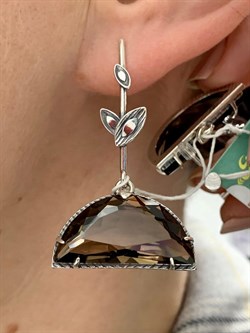 *Серьги Петли Раухтопаз Дымчатый Кварц Серенада арт. 1690С-636 вес 13,7 г - фото 189911 *Серьги Петли Раухтопаз Дымчатый Кварц Серенада арт. 1690С-636 вес 13,7 г - фото 189911