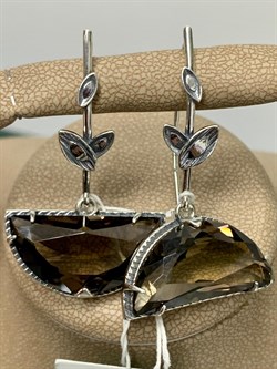 *Серьги Петли Раухтопаз Дымчатый Кварц Серенада арт. 1690С-636 вес 13,7 г - фото 189913 *Серьги Петли Раухтопаз Дымчатый Кварц Серенада арт. 1690С-636 вес 13,7 г - фото 189913