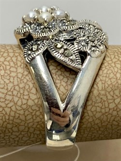 *Кольцо р.18,5 Микс Марказит Жемчуг арт. HR0541-400 вес 10.34 г - фото 189997 *Кольцо р.18,5 Микс Марказит Жемчуг арт. HR0541-400 вес 10.34 г - фото 189997