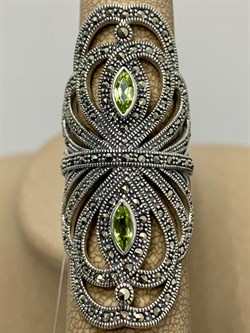 *Кольцо р.17 Микс Марказит Хризолит арт. HR846-132 вес 15,45 г - фото 190212
