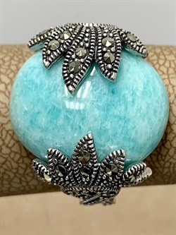 *Кольцо р.18 Микс Марказит Амазонит арт. HR742-298 вес 9,2 г - фото 190295 *Кольцо р.18 Микс Марказит Амазонит арт. HR742-298 вес 9,2 г - фото 190295