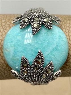 *Кольцо р.19 Микс Марказит Амазонит арт. HR742-304 вес 9,14 г - фото 190335 *Кольцо р.19 Микс Марказит Амазонит арт. HR742-304 вес 9,14 г - фото 190335