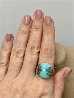 *Кольцо р.19 Микс Марказит Амазонит арт. HR742-304 вес 9,14 г - фото 190338 *Кольцо р.19 Микс Марказит Амазонит арт. HR742-304 вес 9,14 г - фото 190338