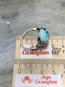 *Кольцо р.19 Микс Марказит Амазонит арт. HR742-304 вес 9,14 г - фото 190341 *Кольцо р.19 Микс Марказит Амазонит арт. HR742-304 вес 9,14 г - фото 190341